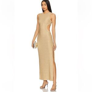 DEVON WINDSOR Maxine Dress Marigold
Gold knit metallic cut out Backless NWT S